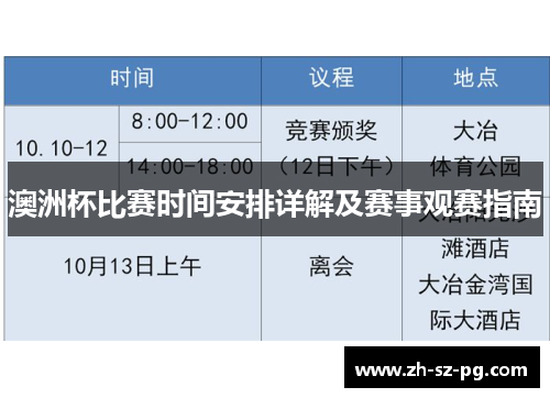 澳洲杯比赛时间安排详解及赛事观赛指南 澳洲杯比赛时间安排详解及赛事观赛指南