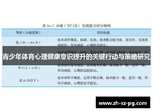 青少年体育心理健康意识提升的关键行动与策略研究 青少年体育心理健康意识提升的关键行动与策略研究
